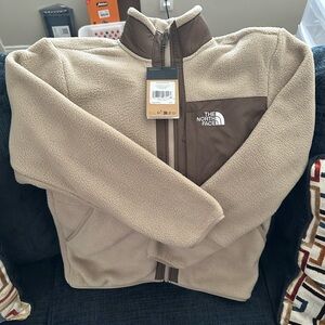 The North Face Cream Fleece with Brown Accent